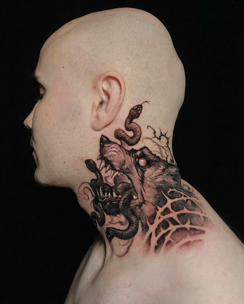 Edgy Cover-Up Men Neck Tattoos