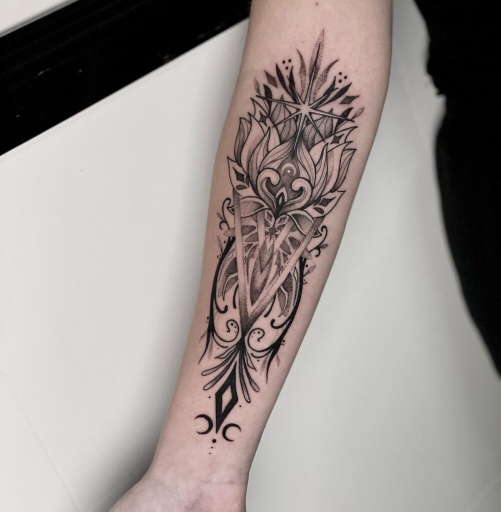 Flower and Star Tattoo