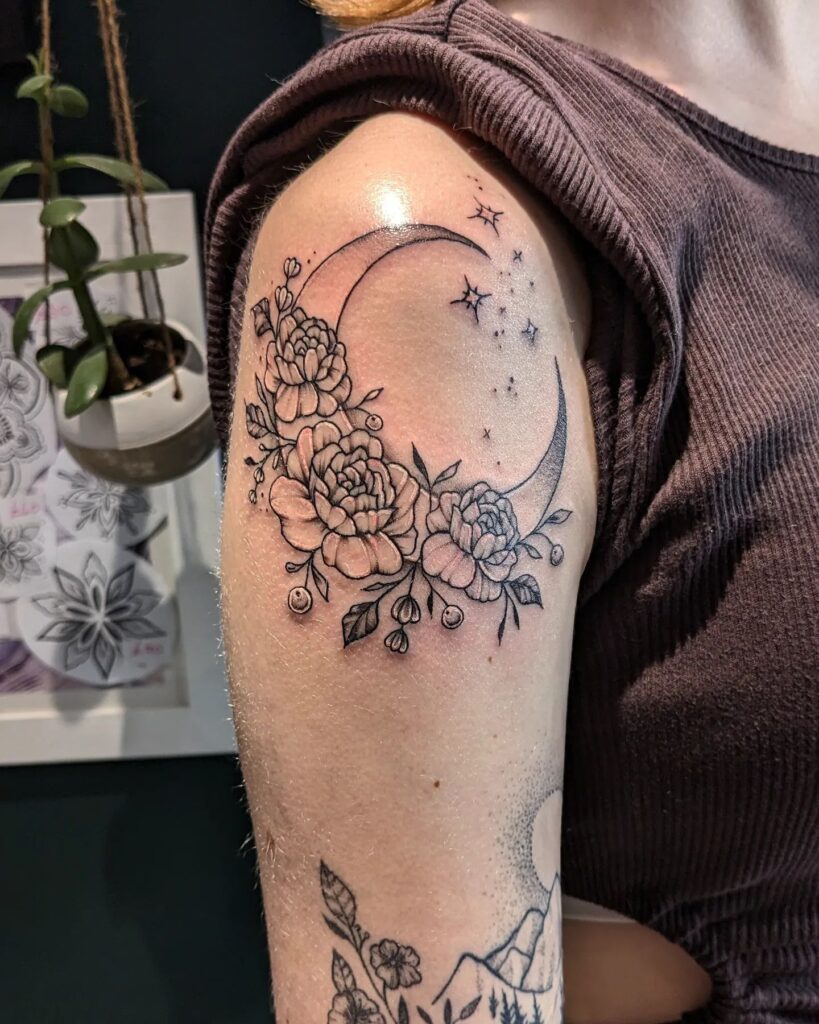 Flower and Star Tattoo