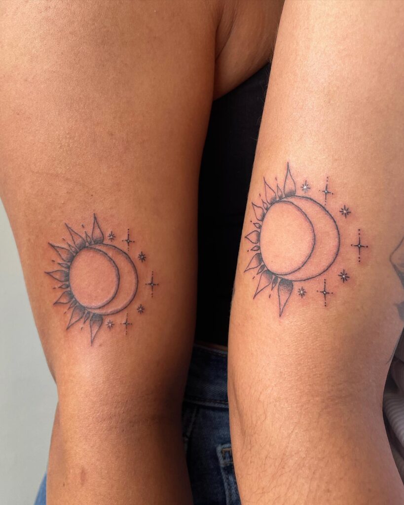 Matching Sun And Moon Tattoo