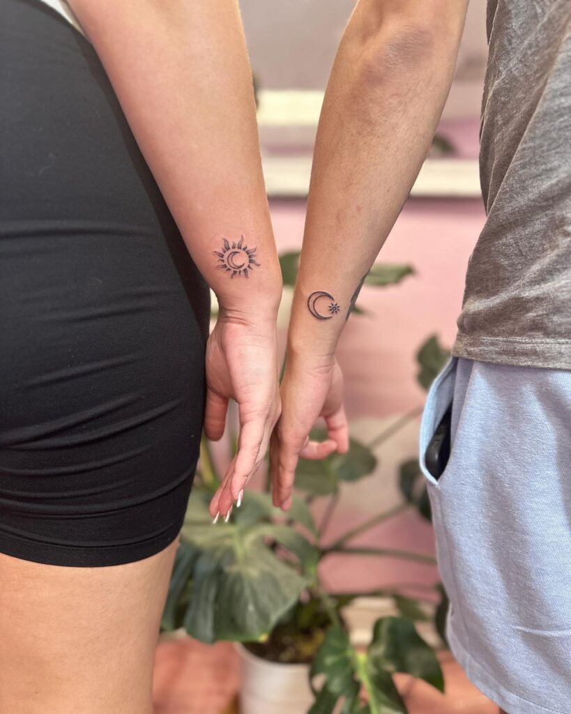 Matching Sun And Moon Tattoo