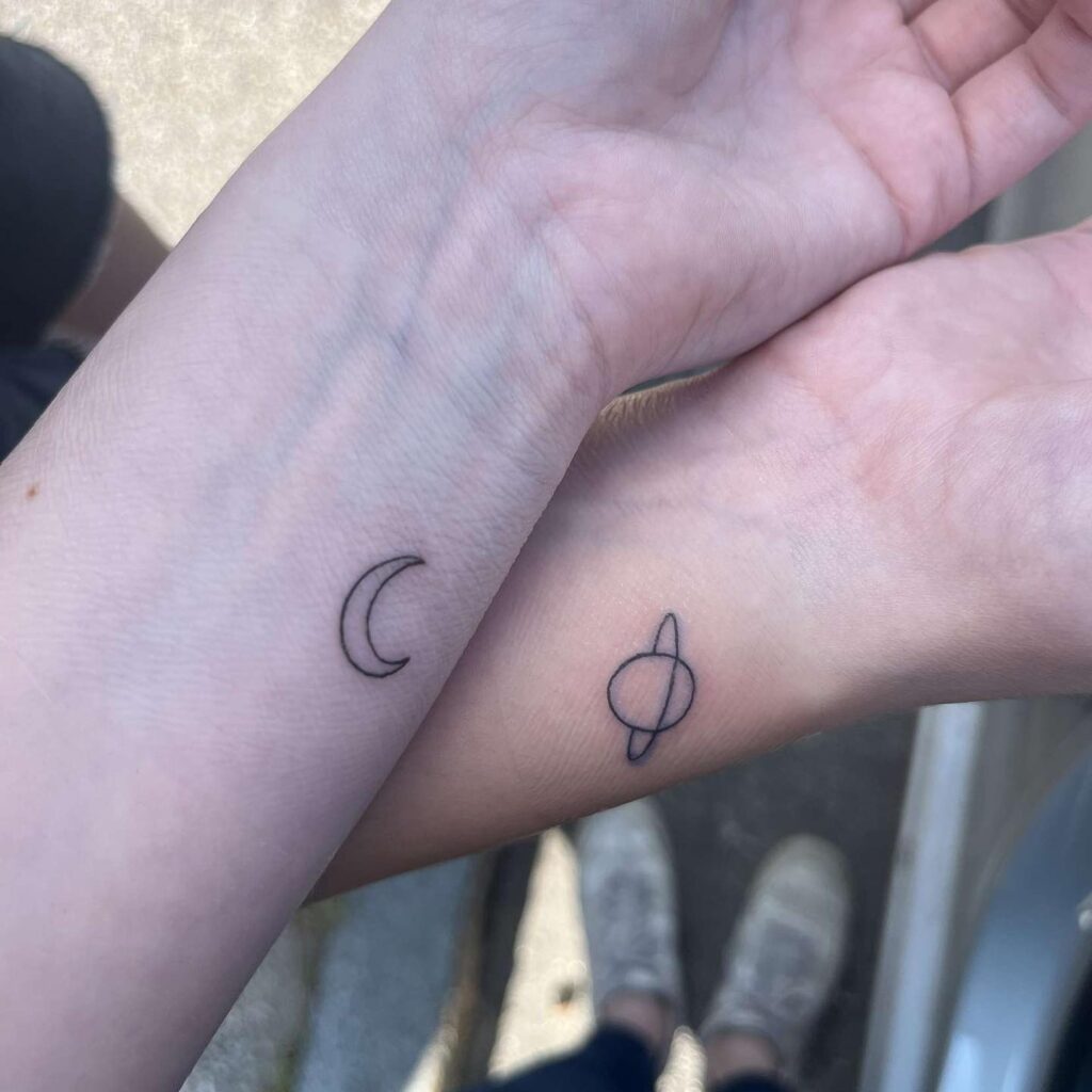 Matching Sun And Moon Tattoo