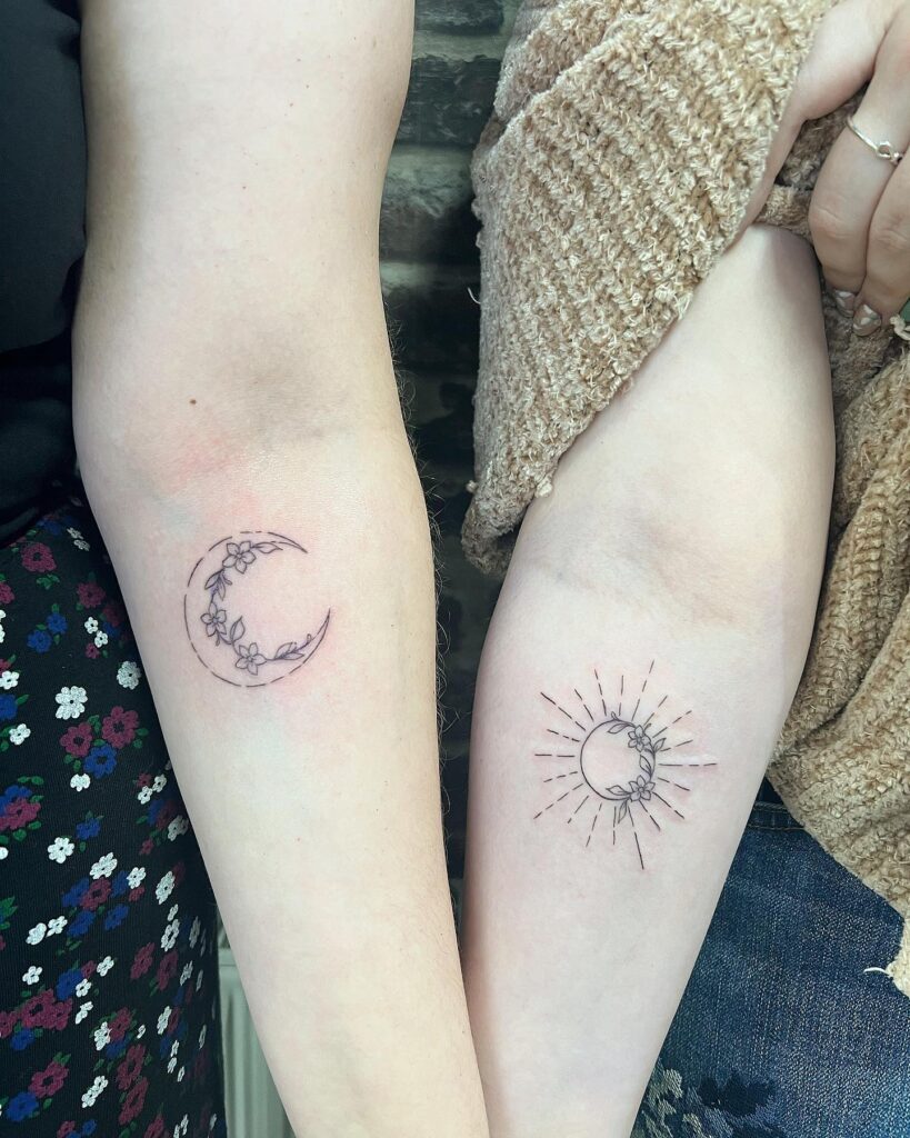 Matching Sun And Moon Tattoo