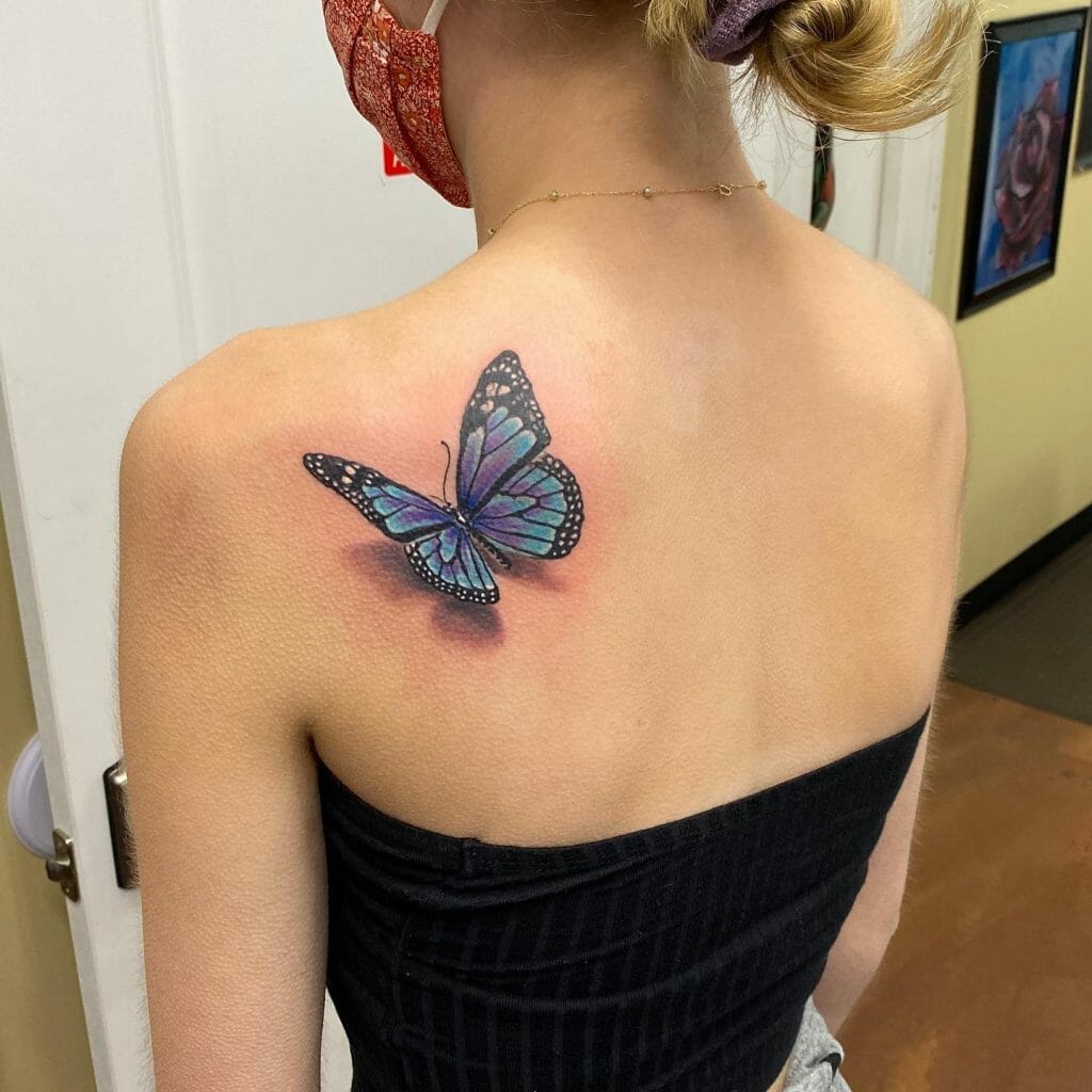 3D Blue Butterfly Tattoo