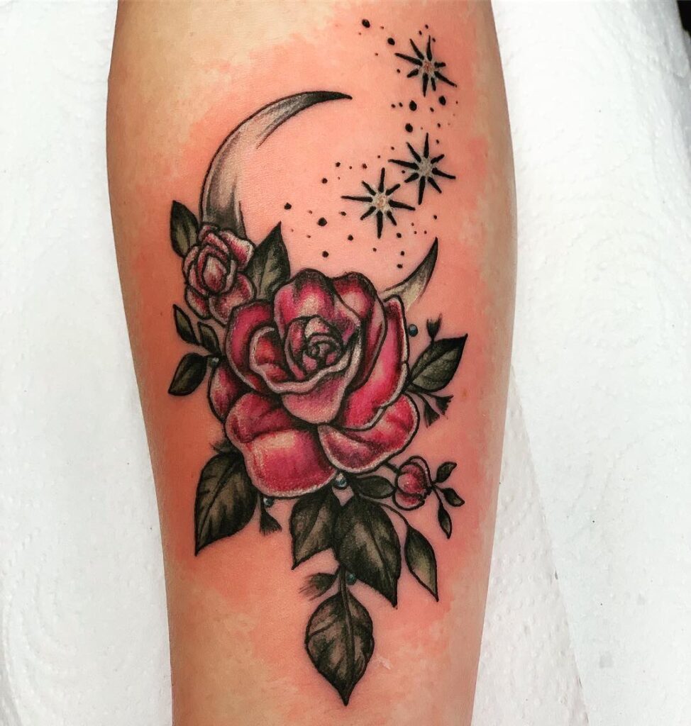 Flower and Star Tattoo