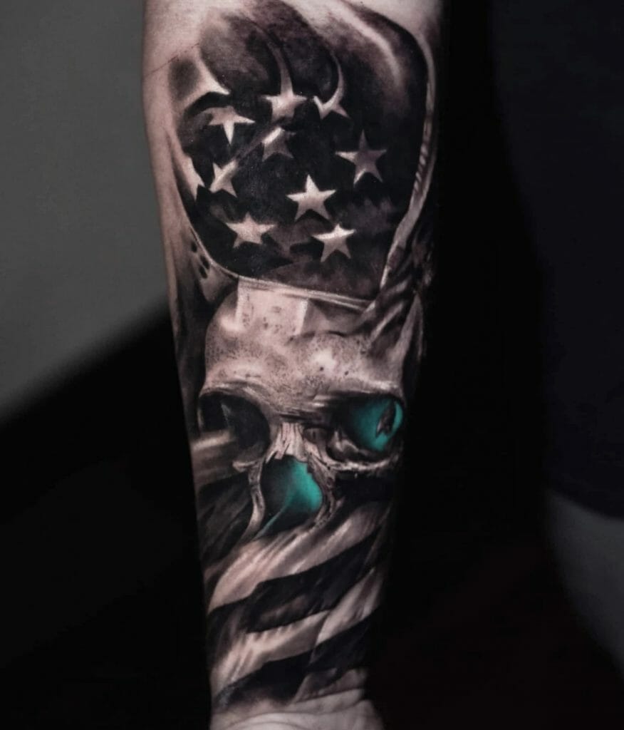 American Flag Skull Tattoo