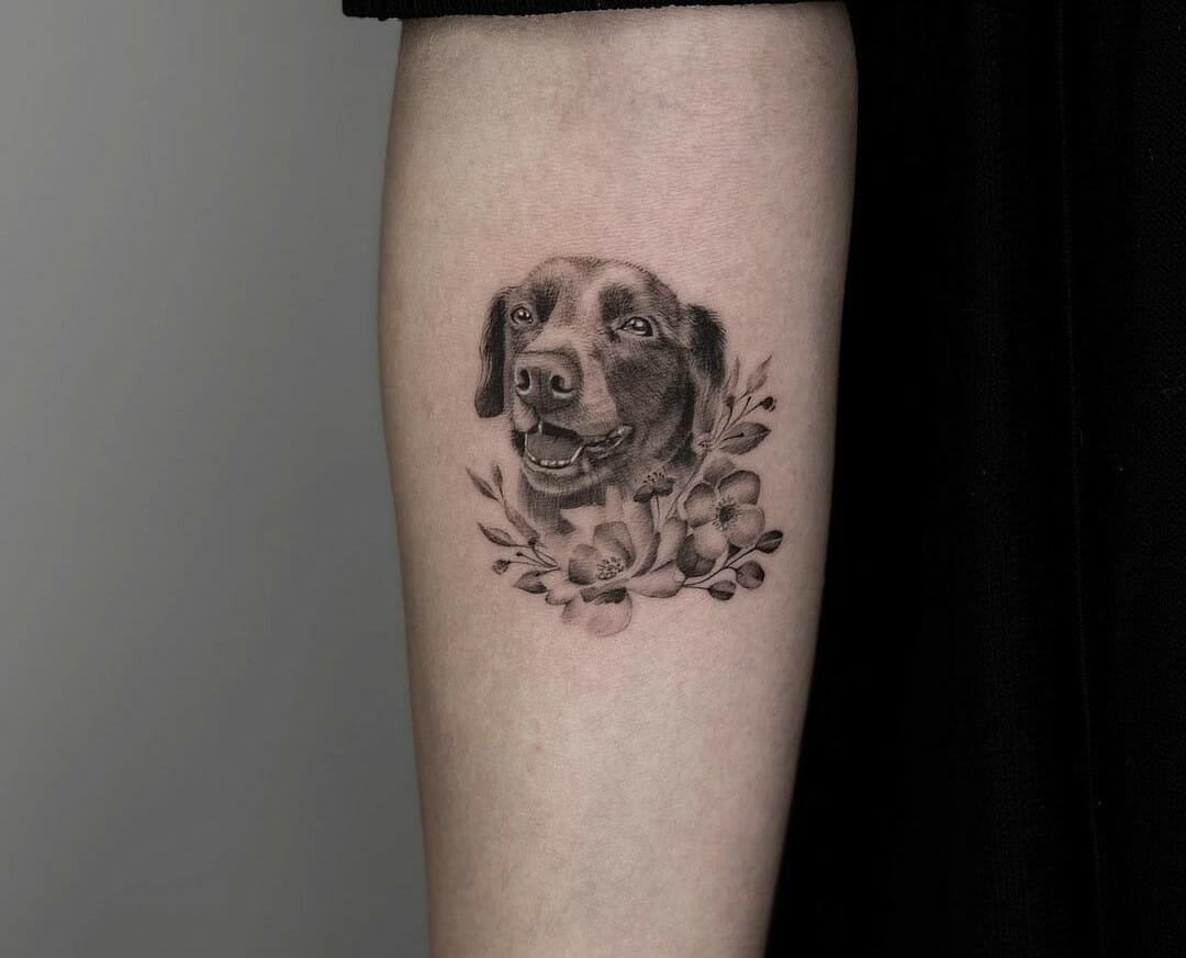 American Traditional Dog Tattoo