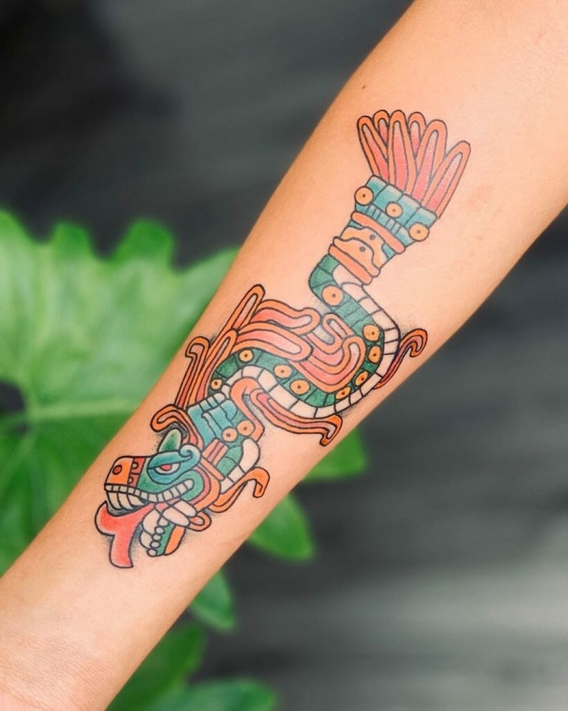 Arm Quetzalcoatl Tattoo Color Tattoo Ideas