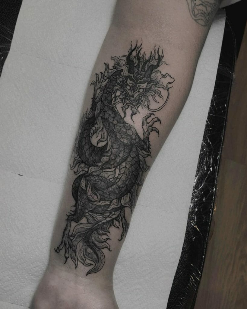 Awesome Chinese Dragon Half Sleeve Tattoo Sleeve Design