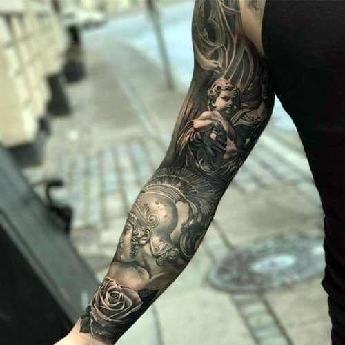 masculine mens floral tattoo sleeve