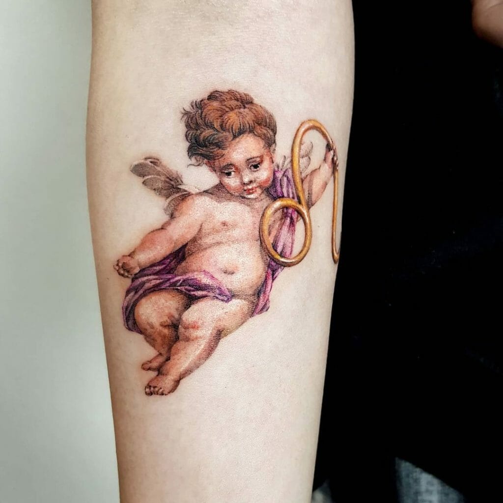 Baby angel with Leo symbol