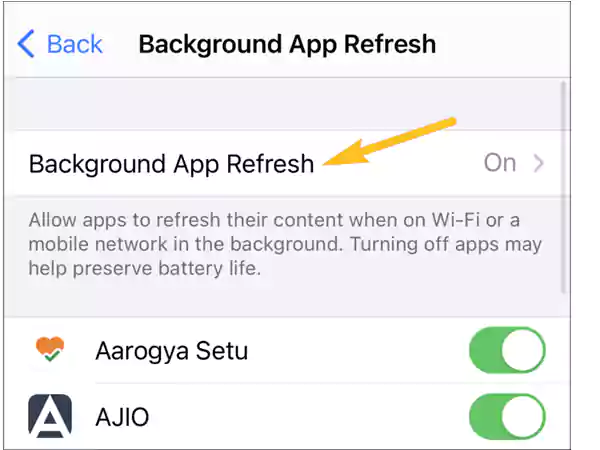 Background App Refresh Option