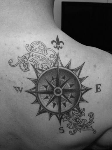 Cool Compass Back Tattoo 