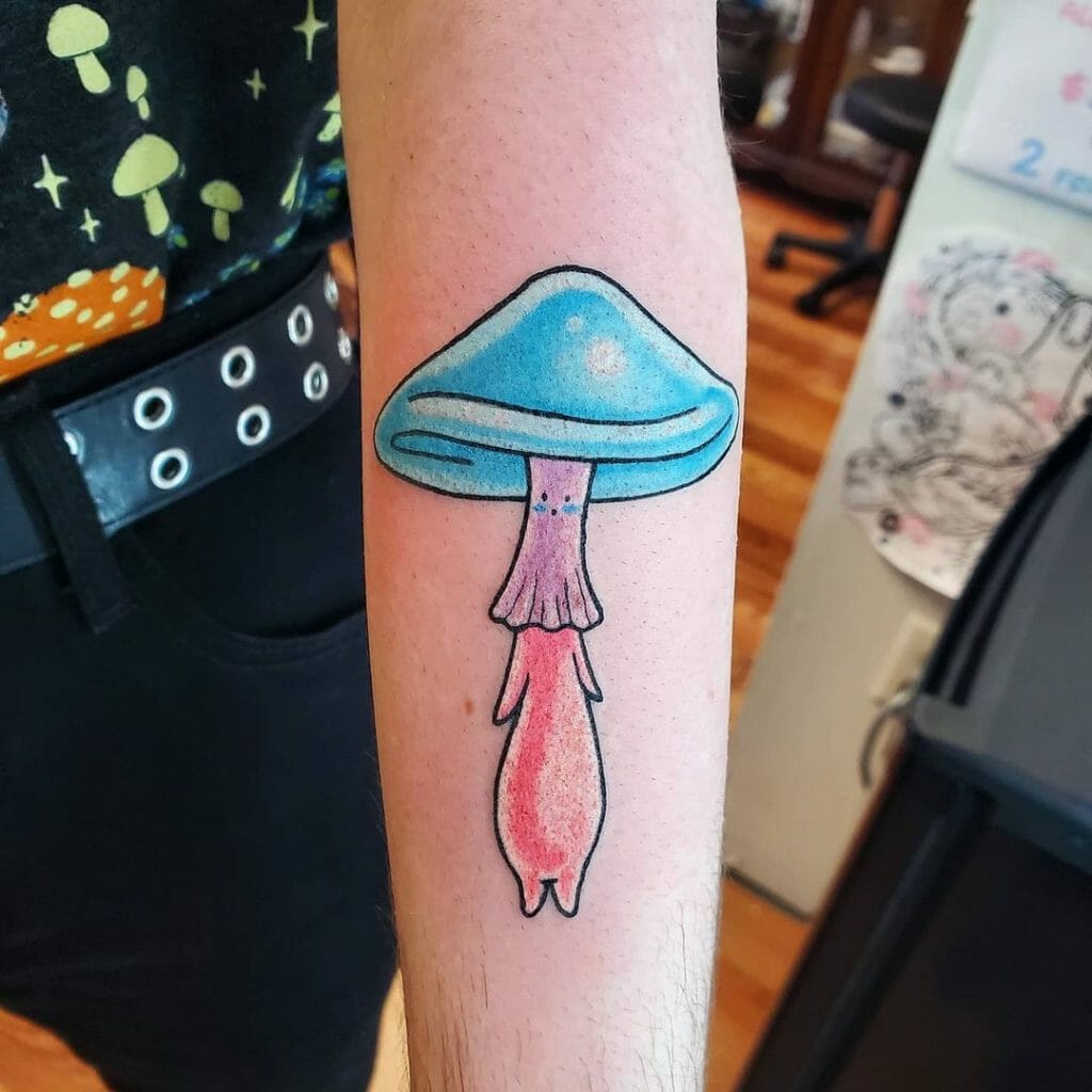 Bi Pride Cute Fungi Tattoo