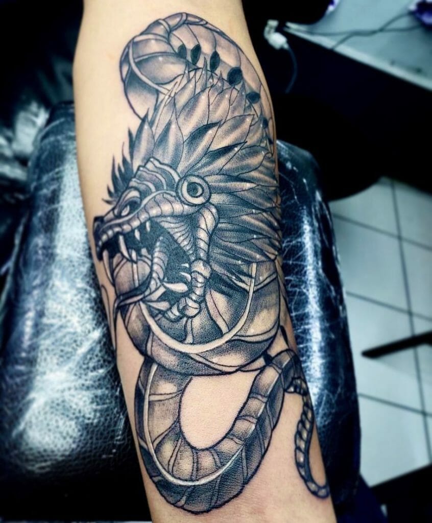 Big Black And Gray Tribal Mexican Tattoo