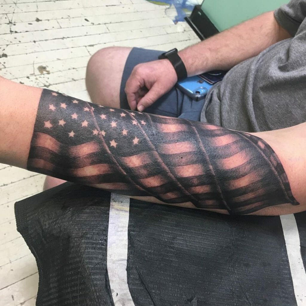 Black and gray flag tattoo