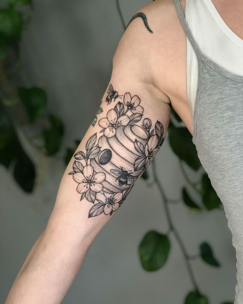 Black Bee Hive Tattoo