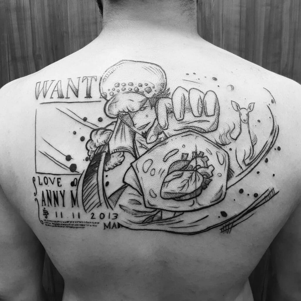 Black Ink Law Tattoos One Piece Manga Style