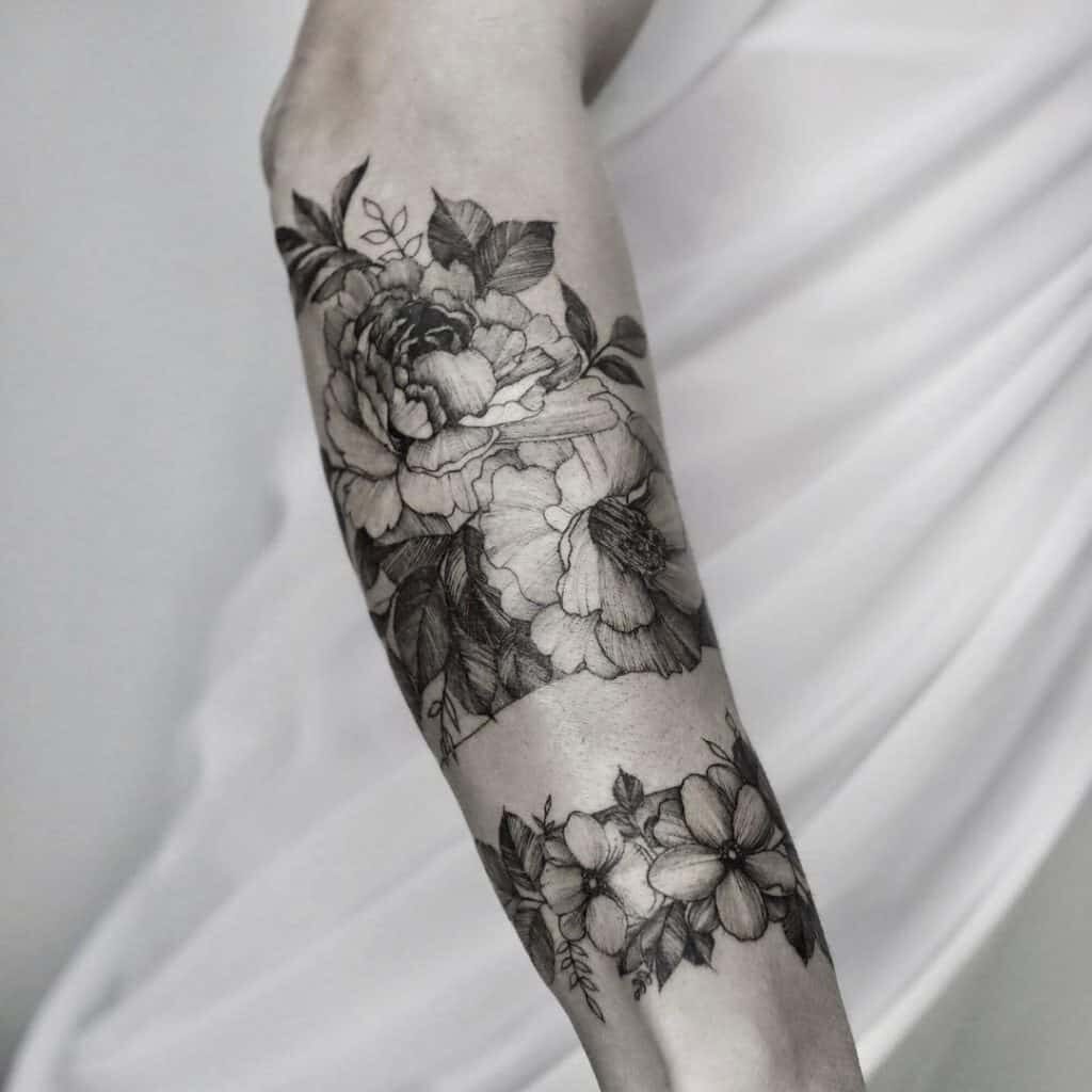 masculine mens floral tattoo sleeve