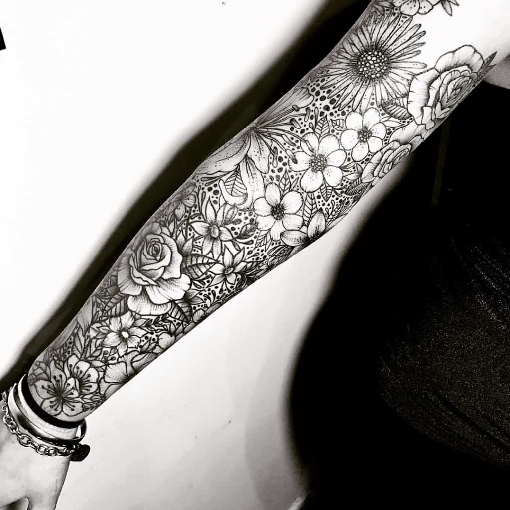 masculine mens floral tattoo sleeve