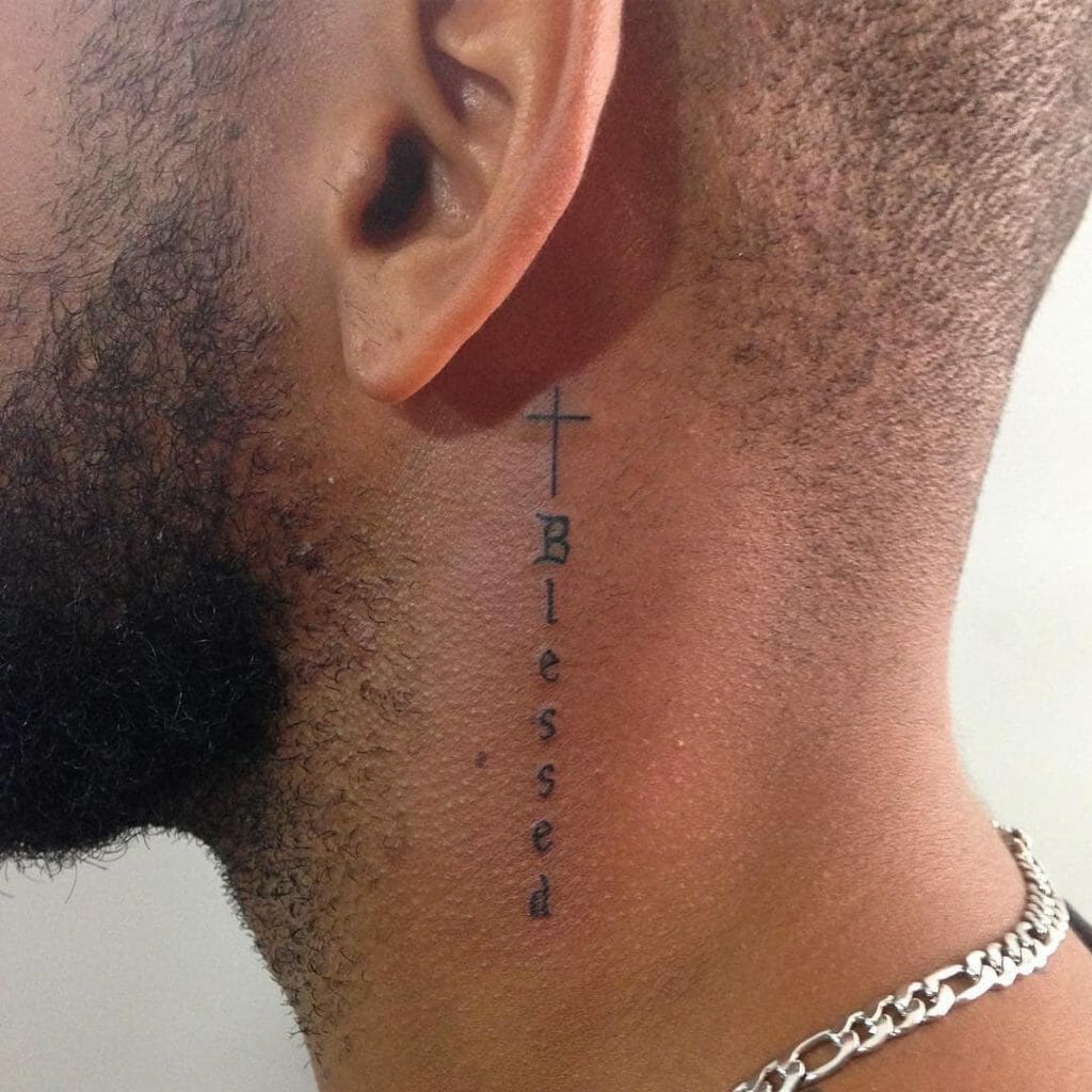 Blessed Men Neck Tattoo