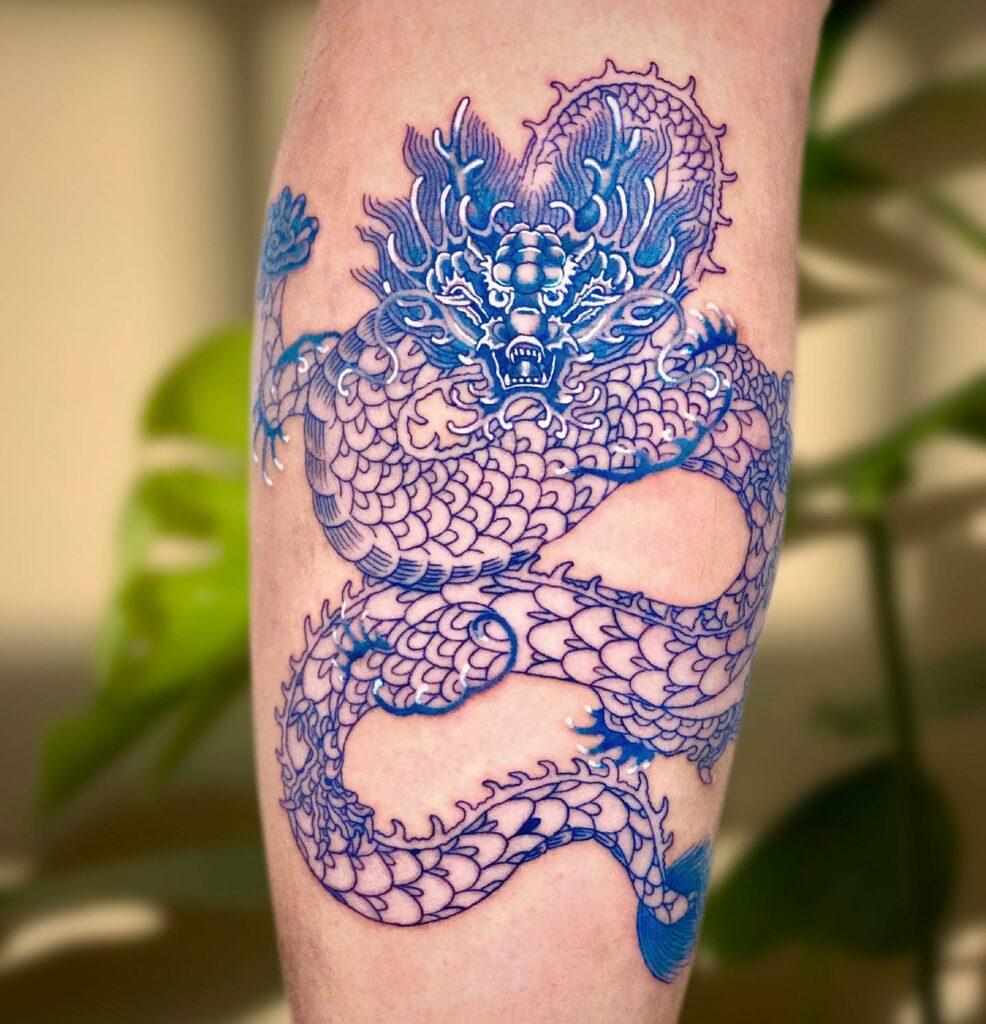 Tatuaje De Dragón Azul