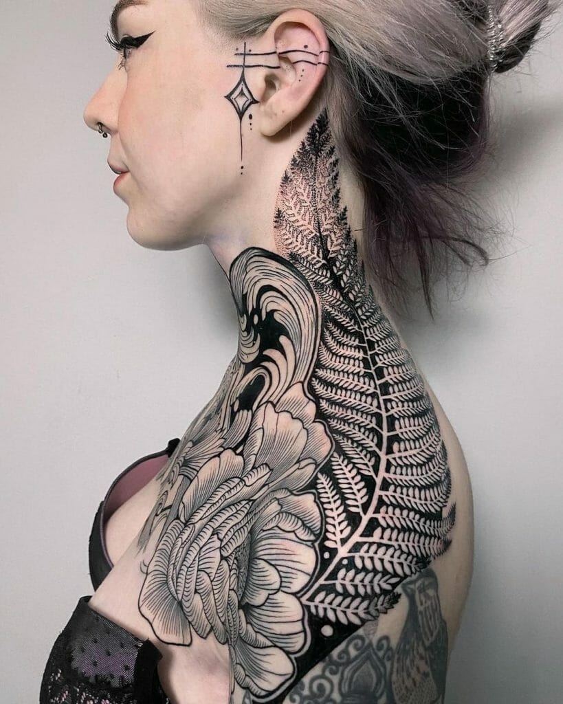 Botanical Neck Tattoos For Men And Women