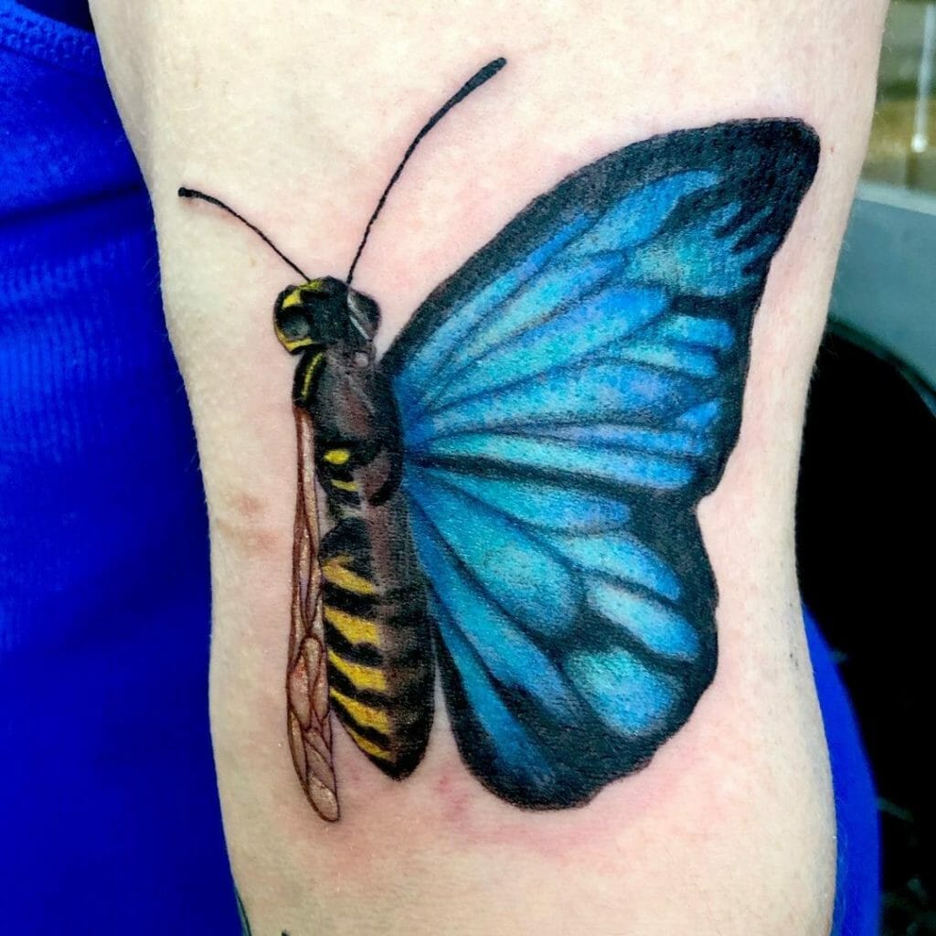 Bipolar butterfly and bee tattoo