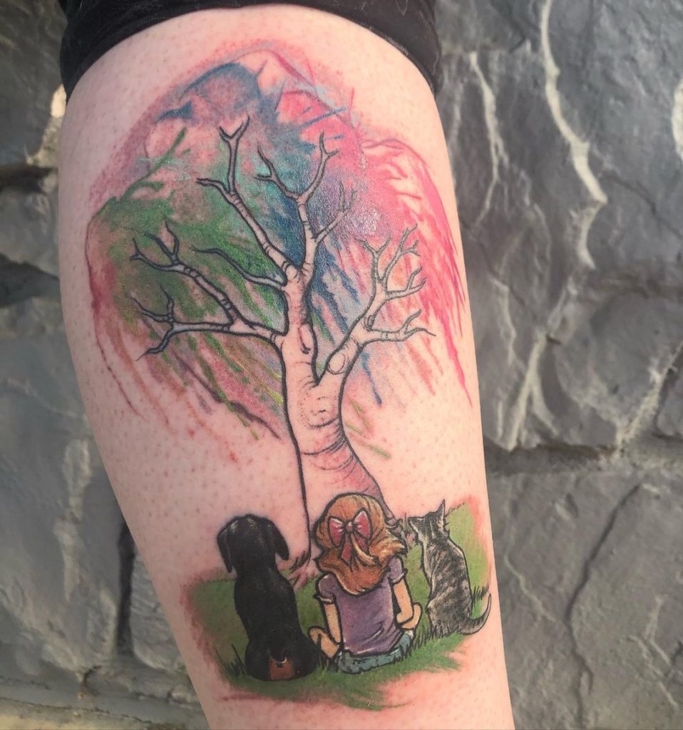 Cartoon Inspired Weeping Willow Tattoo