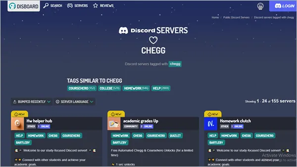 Chegg Discord Servers