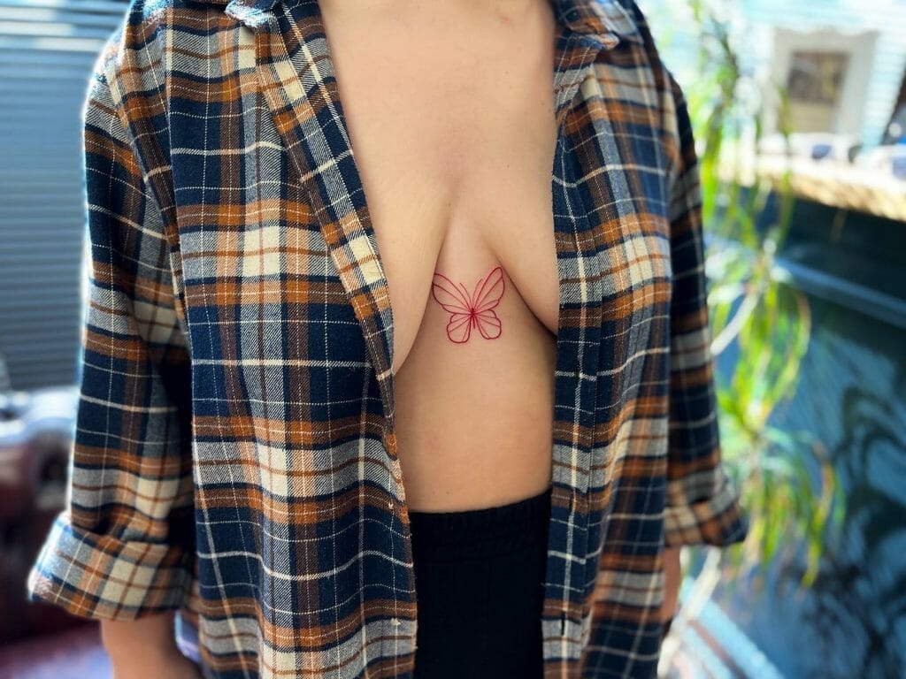 Colorful Sternum Tattoos for Women