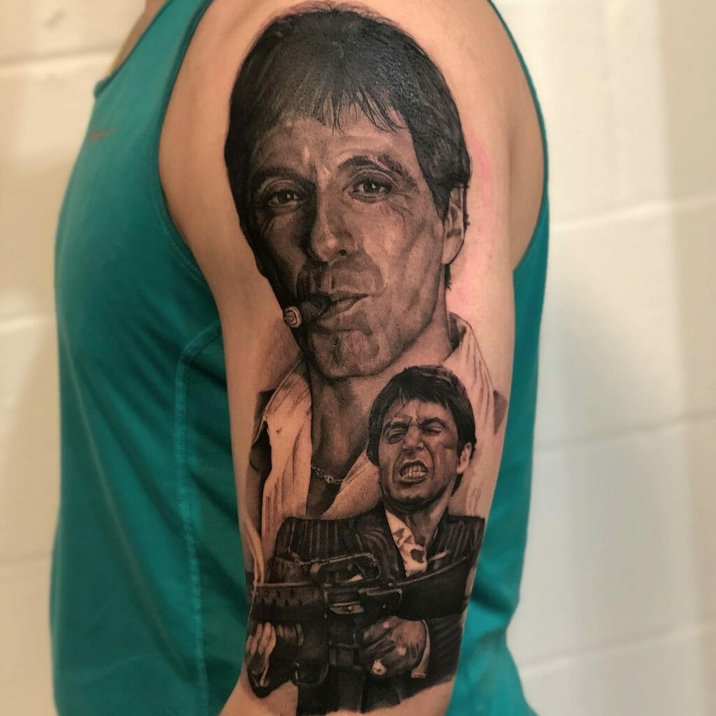 Contrasting Tony Montana Tattoo Design Ideas