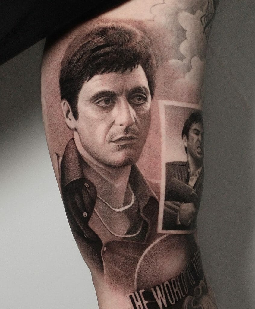 Contrasting Tony Montana Tattoo Design Ideas