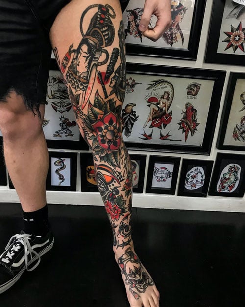 Leg Sleeve Tattoo