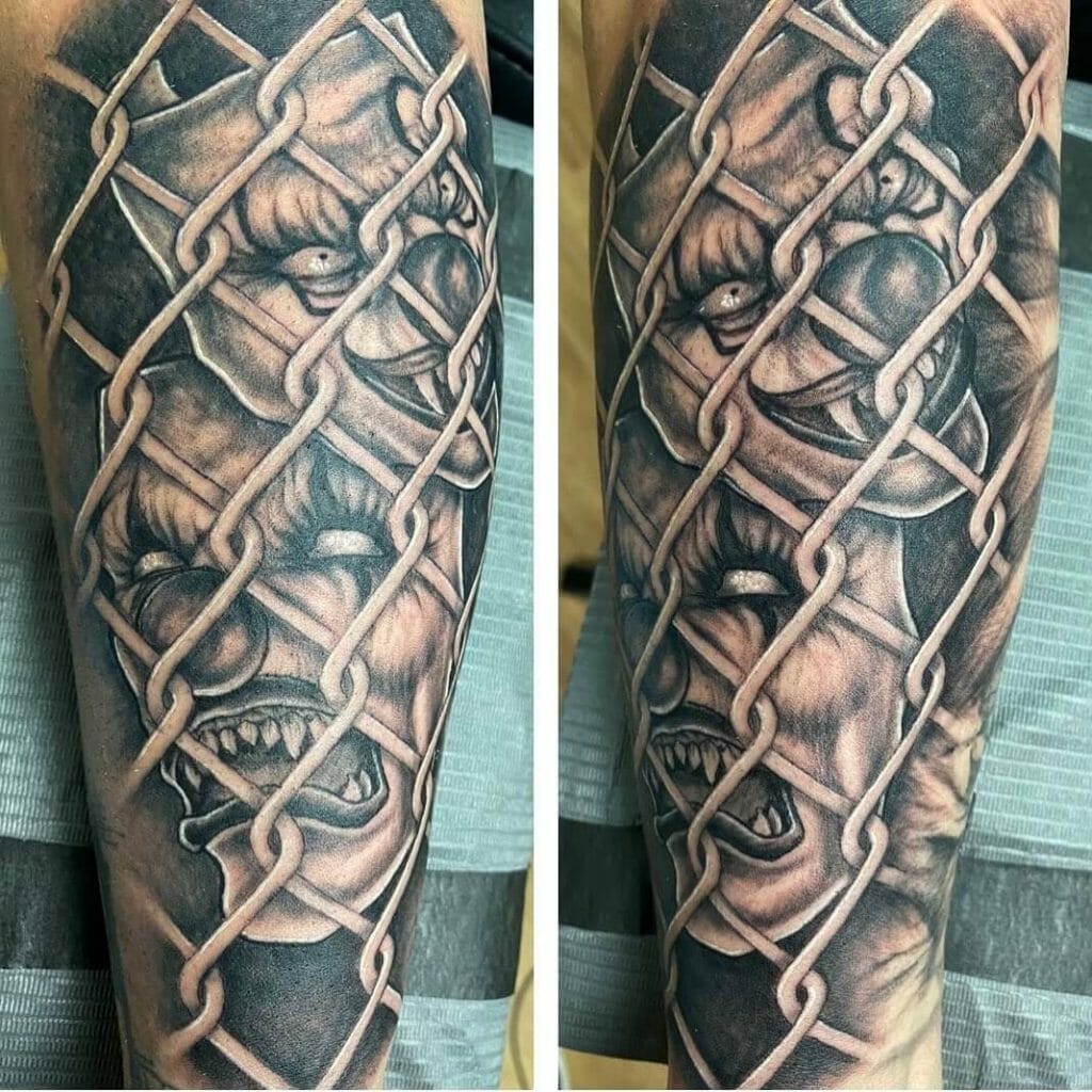 Demons Behind Chain Link Tattoo