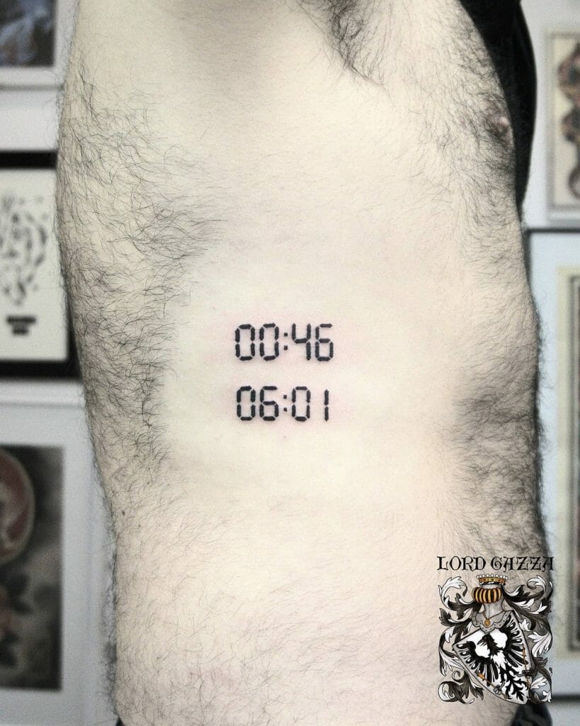 Digital Clock Tattoo in Black