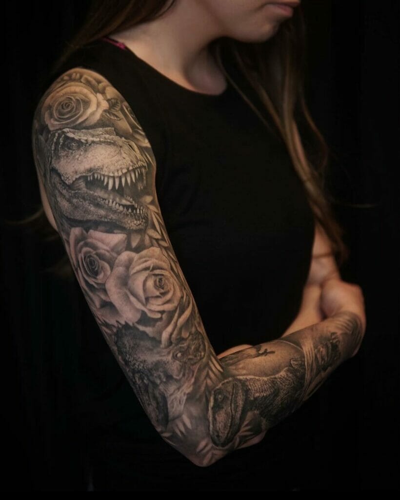 Tatuaje De Manga De Dinosaurio Para Mujer