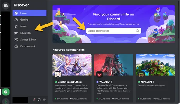 Education Section In Discord App