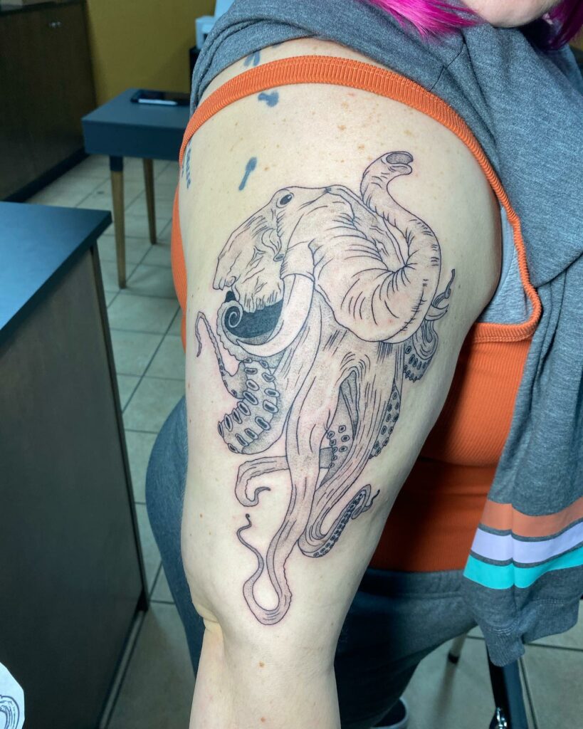 Elephant Octopus Tattoo