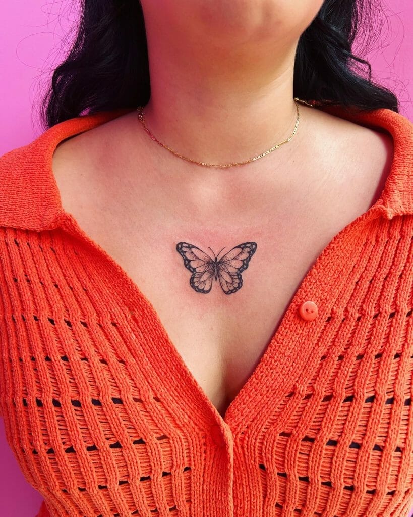 Feminine and delicate sternum tattoo designs.