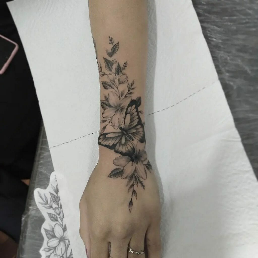 Floral Butterfly Tattoo