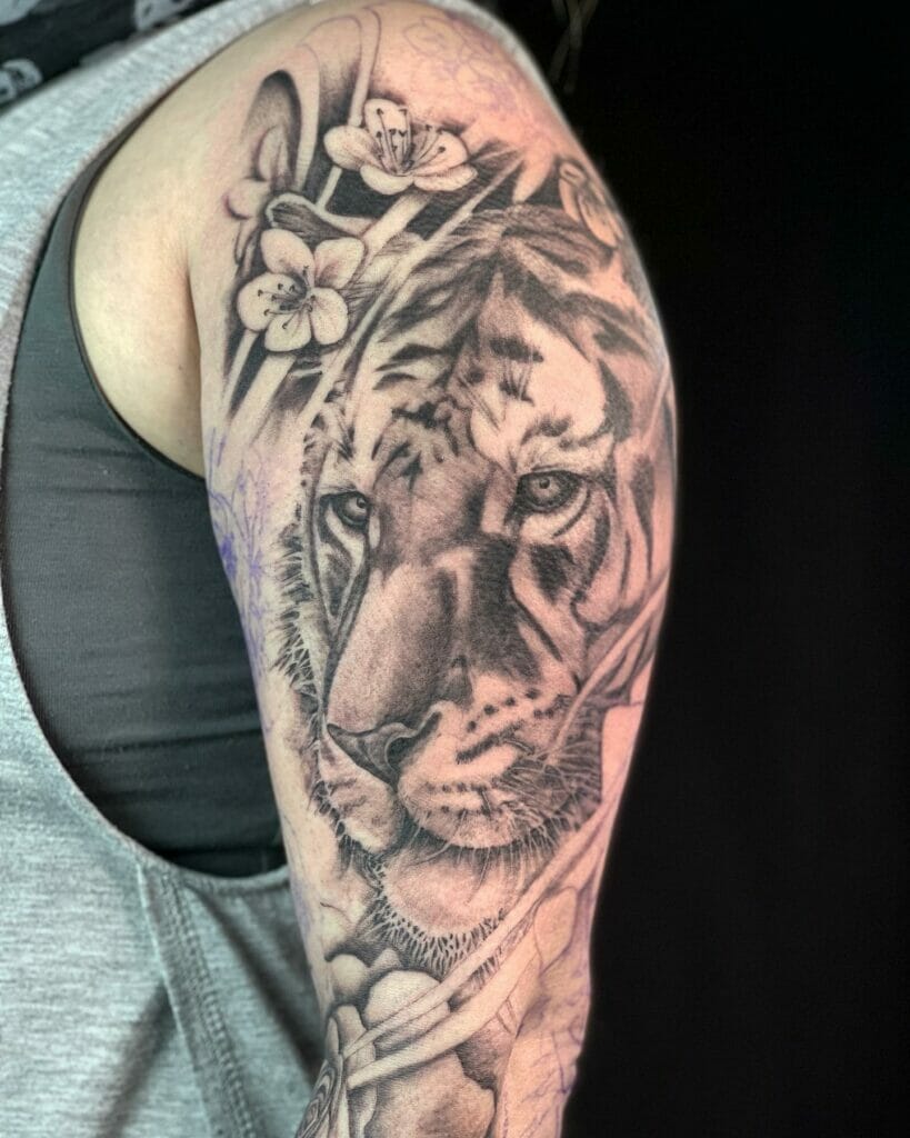 Floral Tiger Tattoo