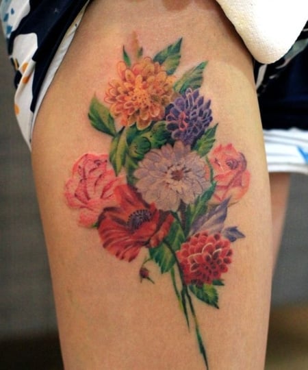 masculine mens floral tattoo sleeve