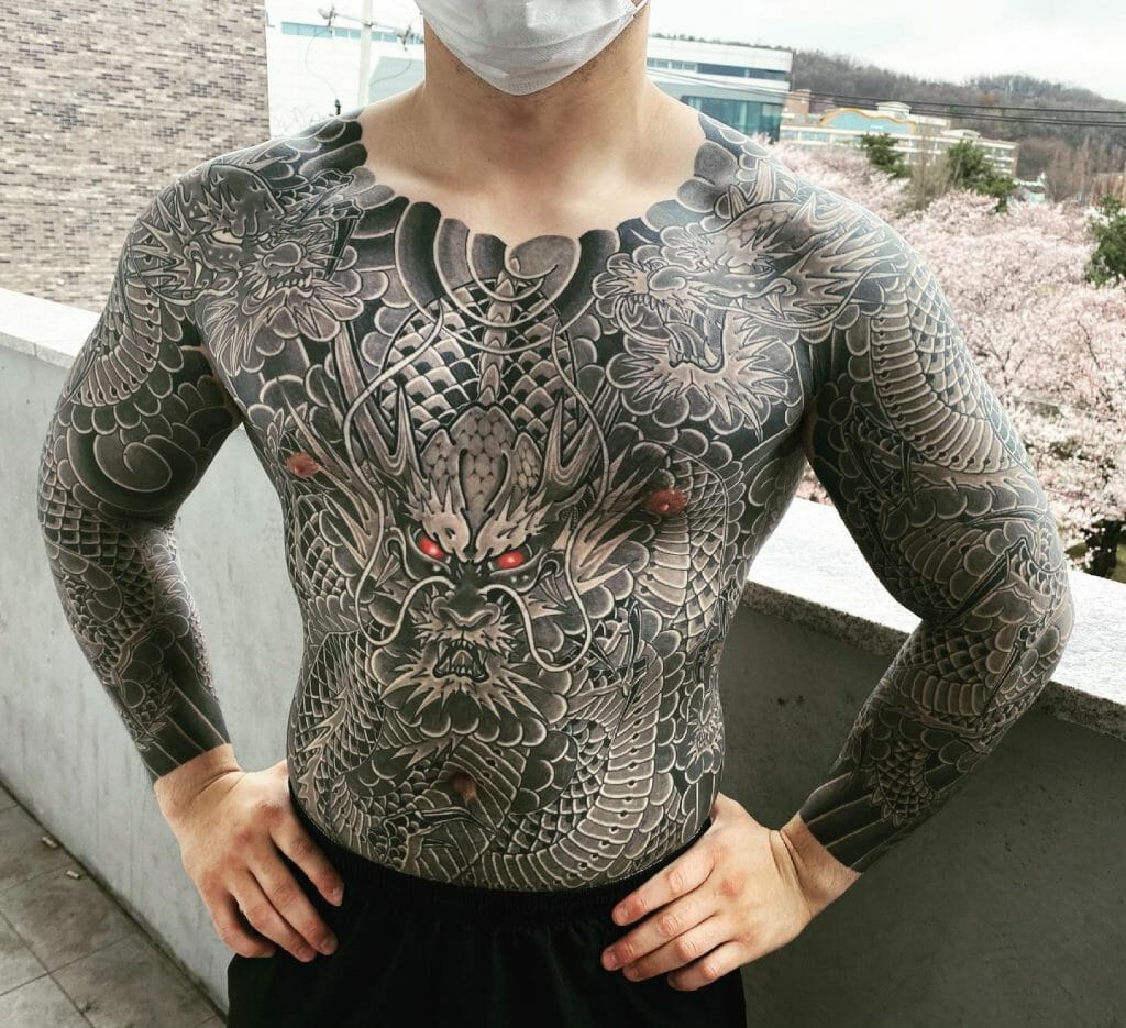 Full Suit Chest, Arm and Torso Dragon Tattoos for Men