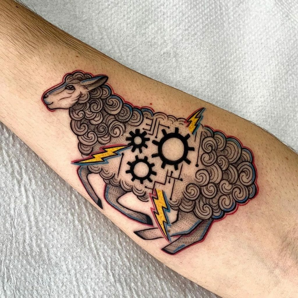 Futuristic tattoo of this sheep