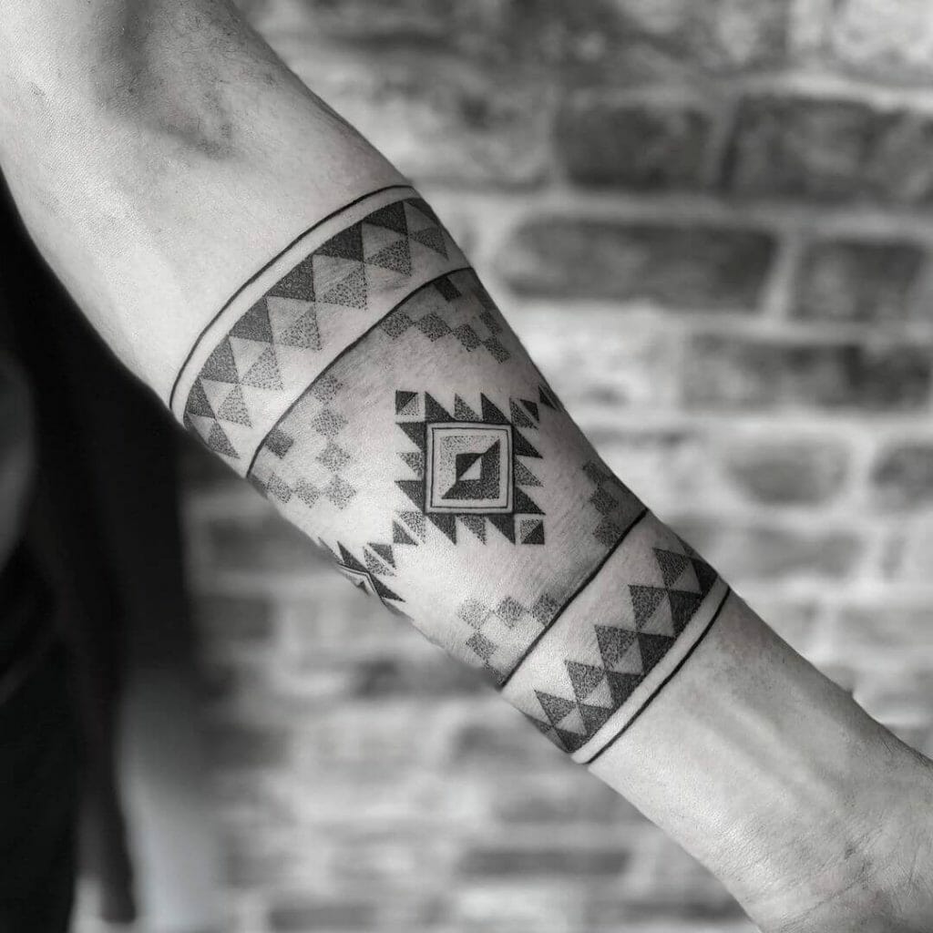 Geometric Aztec Armband Tattoos