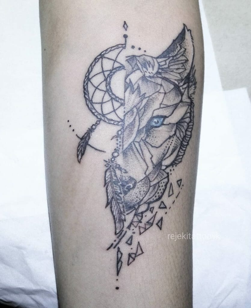 Geometric dreamcatcher tattoo design 1 Tattoo Ideas