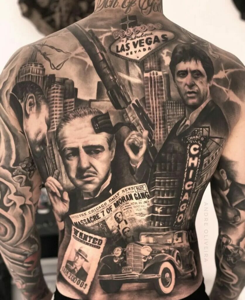 Godfather inspired gangster tattoo