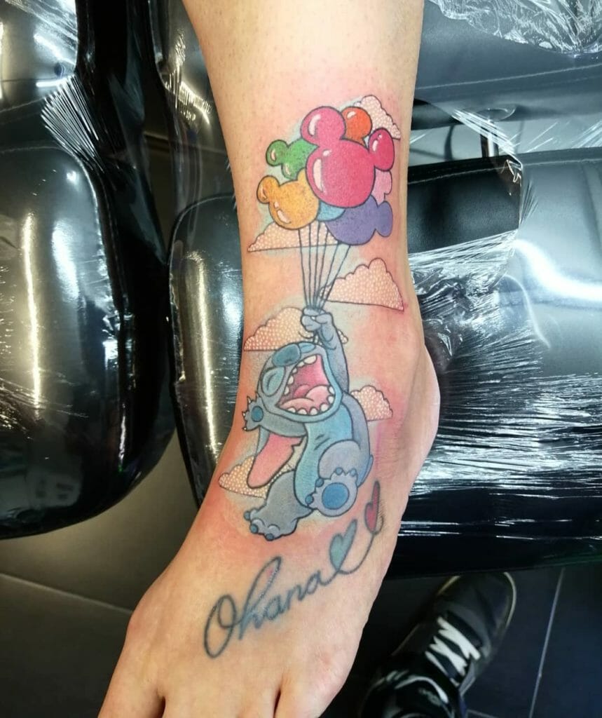 Happy Ohana Stitch Design Tattoo Ideas