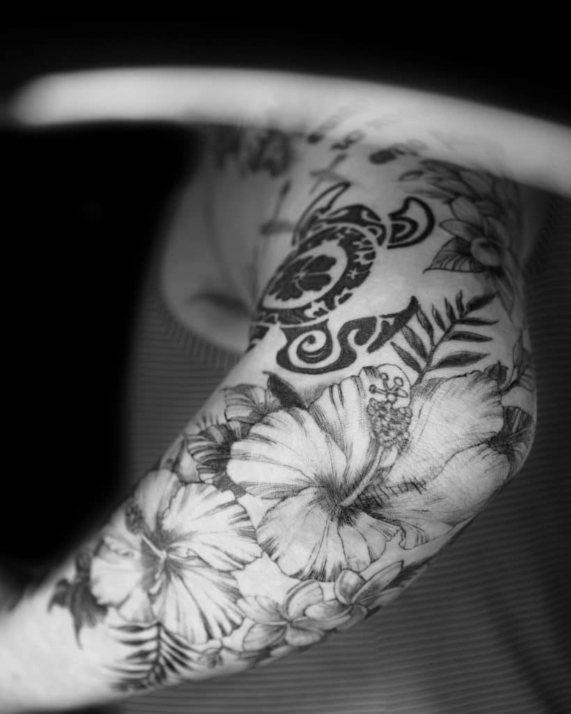 masculine mens floral tattoo sleeve